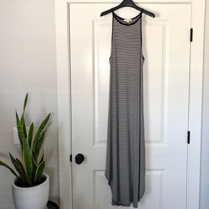 black + white striped maxi dress